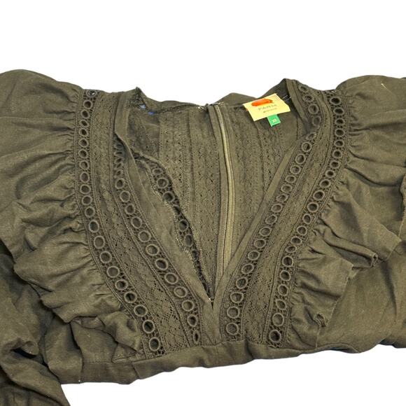 Farm Rio Black Lace Ruffle Long Sleeve V-Neck Jumpsuit Size XS - Picture 7 of 11